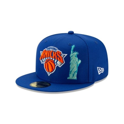 Blue New York Knicks Hat - New Era NBA Team Describe 59FIFTY Fitted Caps USA3082674